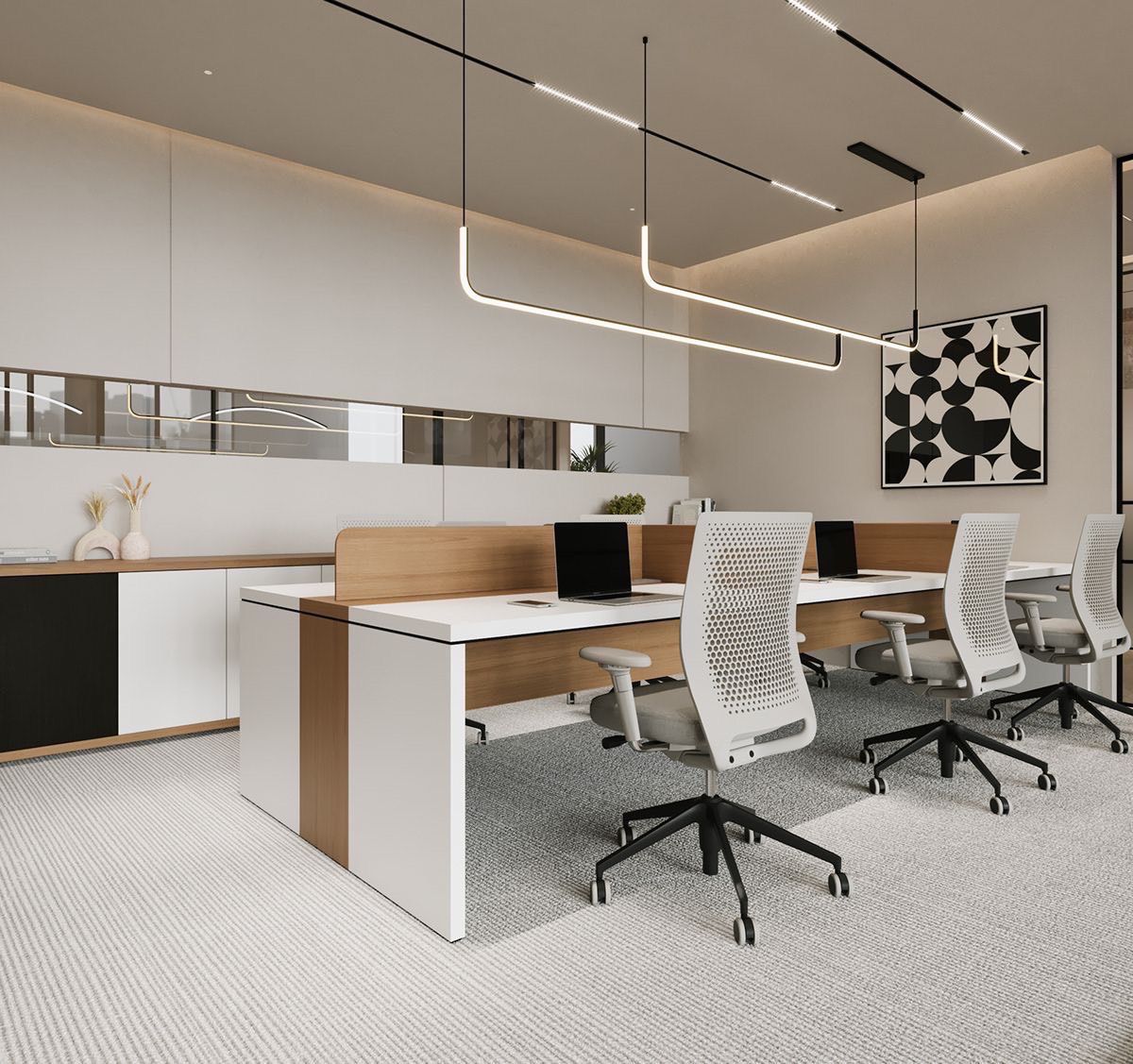 Agile Office Work Desk Suite featuring Ergonomic Lumbar Support Mesh Chairs #20